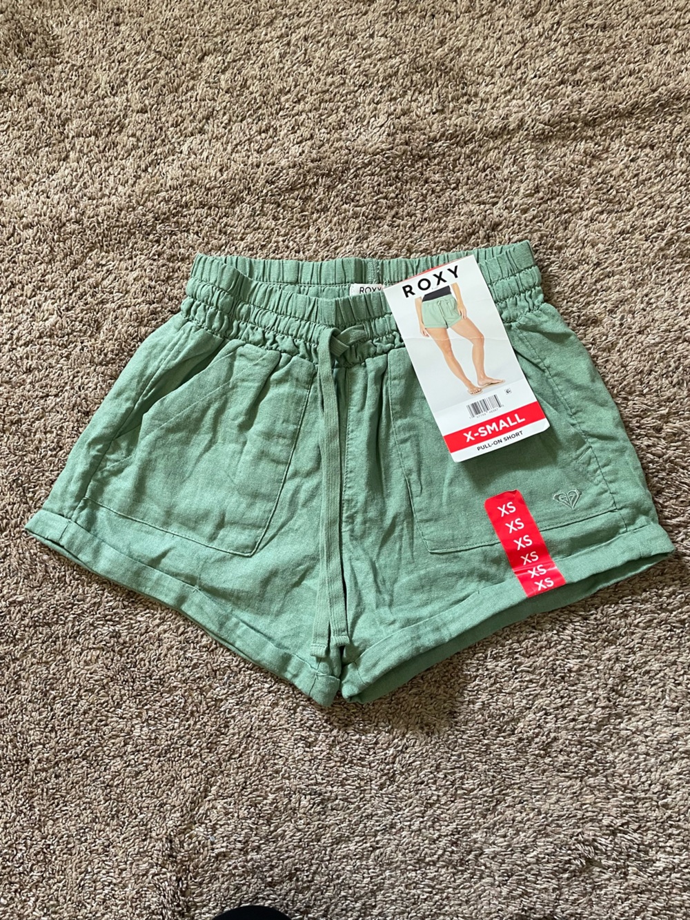 Roxy Women's Mint Green High-Waist Elastic Shorts
